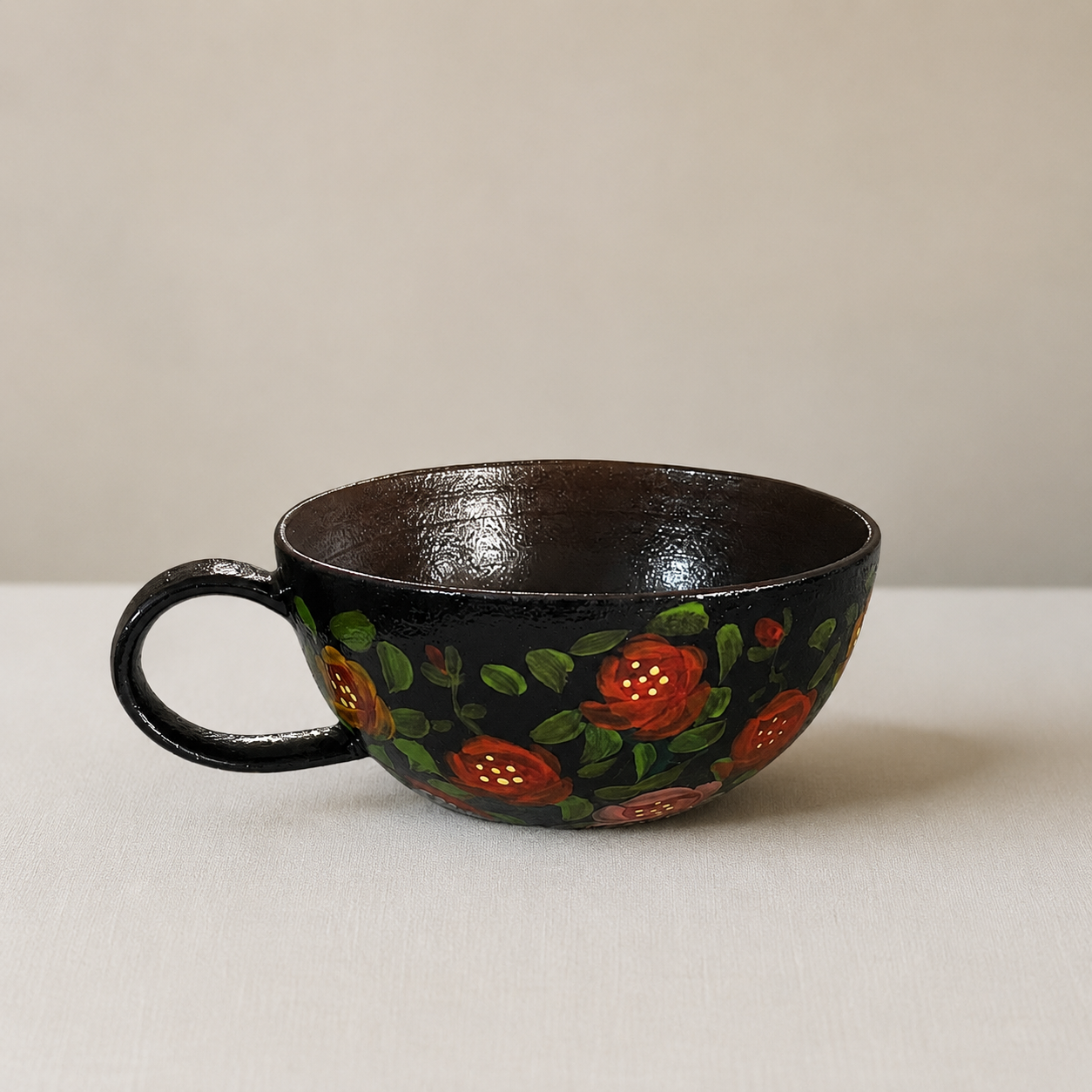 Midnight Floral Ceramic Bowl