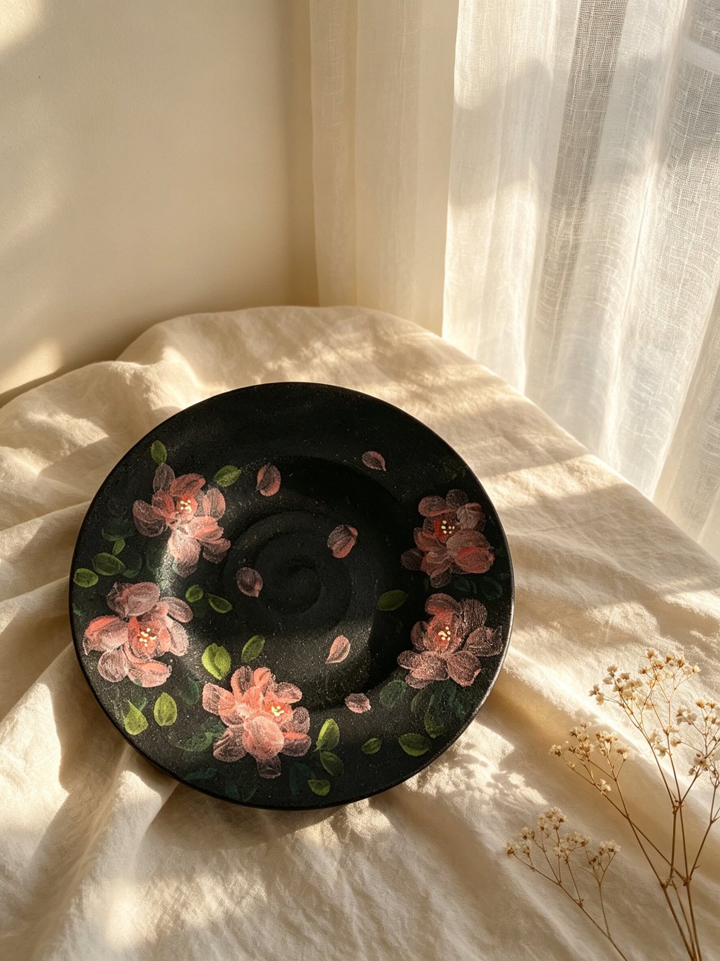Dark Floral Hand-Painted Gaiwan Set
