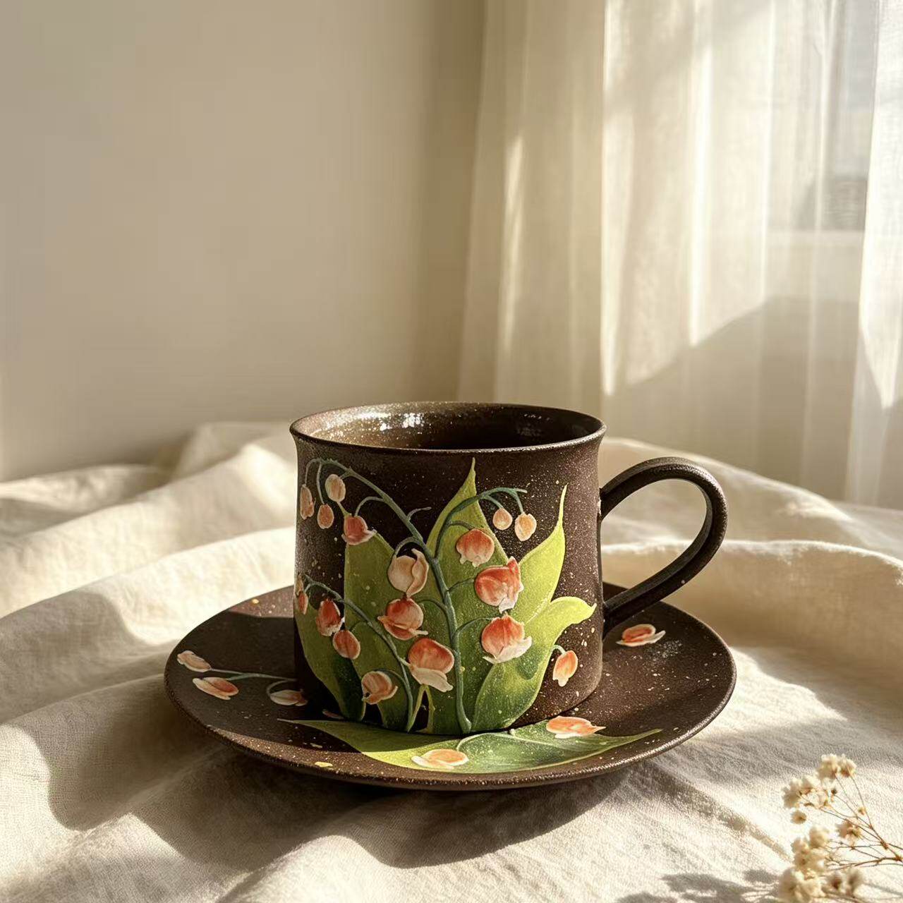 Lily Hand-Painted Ceramic Cup Set