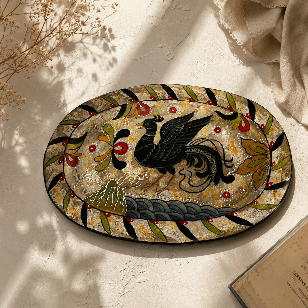 Phoenix Hand-Painted Ceramic Plate