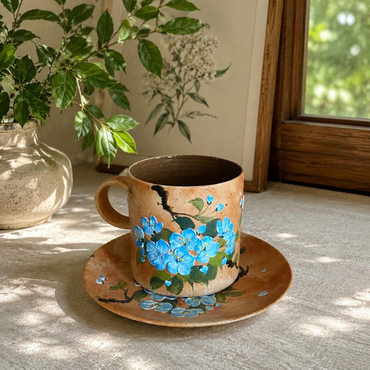 Blue Blossom Ceramic Cup Set
