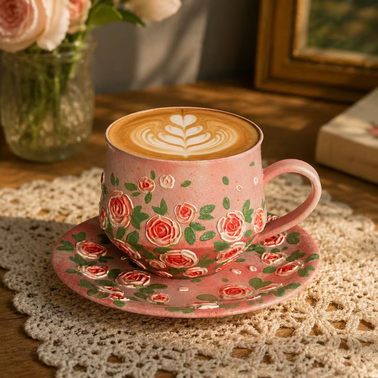 Blush Rose Ceramic Cup Set