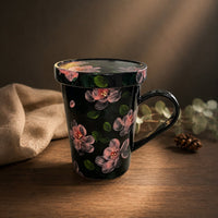 Midnight Blossom Covered Ceramic Mug