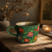 Green Floral Hand-Painted Ceramic Mug