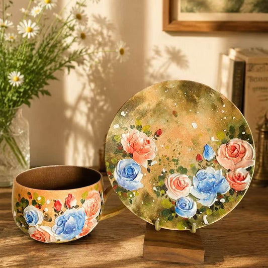 Rose Garden Hand-Painted Ceramic Cup Set