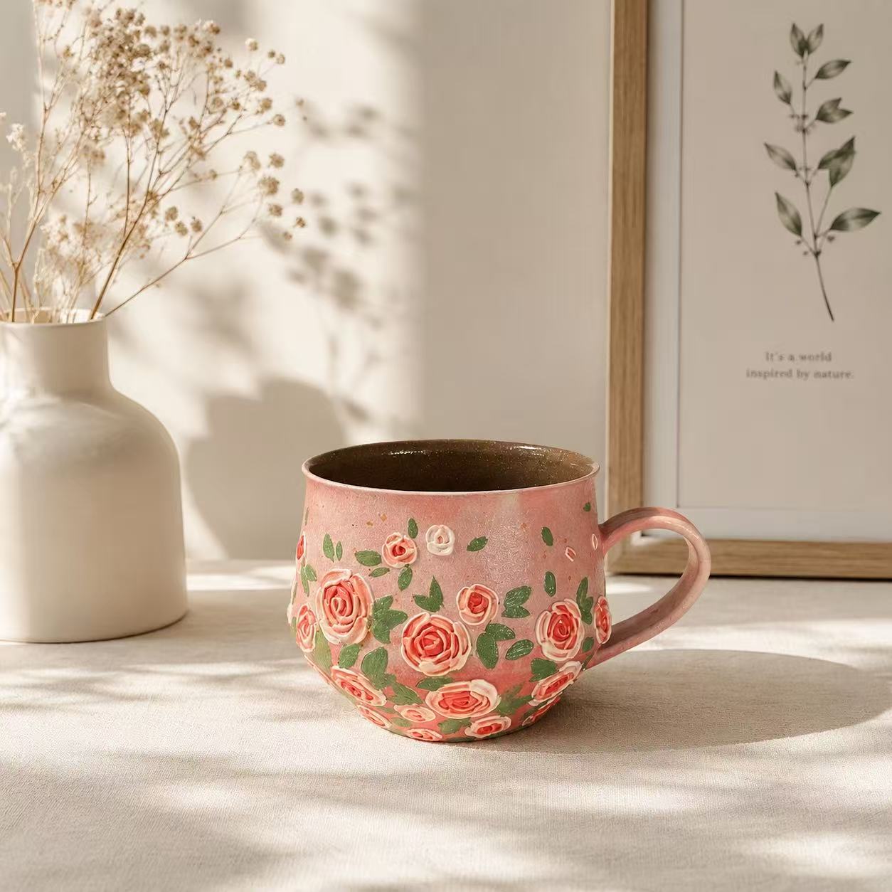 Blush Rose Ceramic Cup Set
