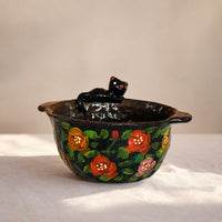 Black Cat Floral Ceramic Gaiwan