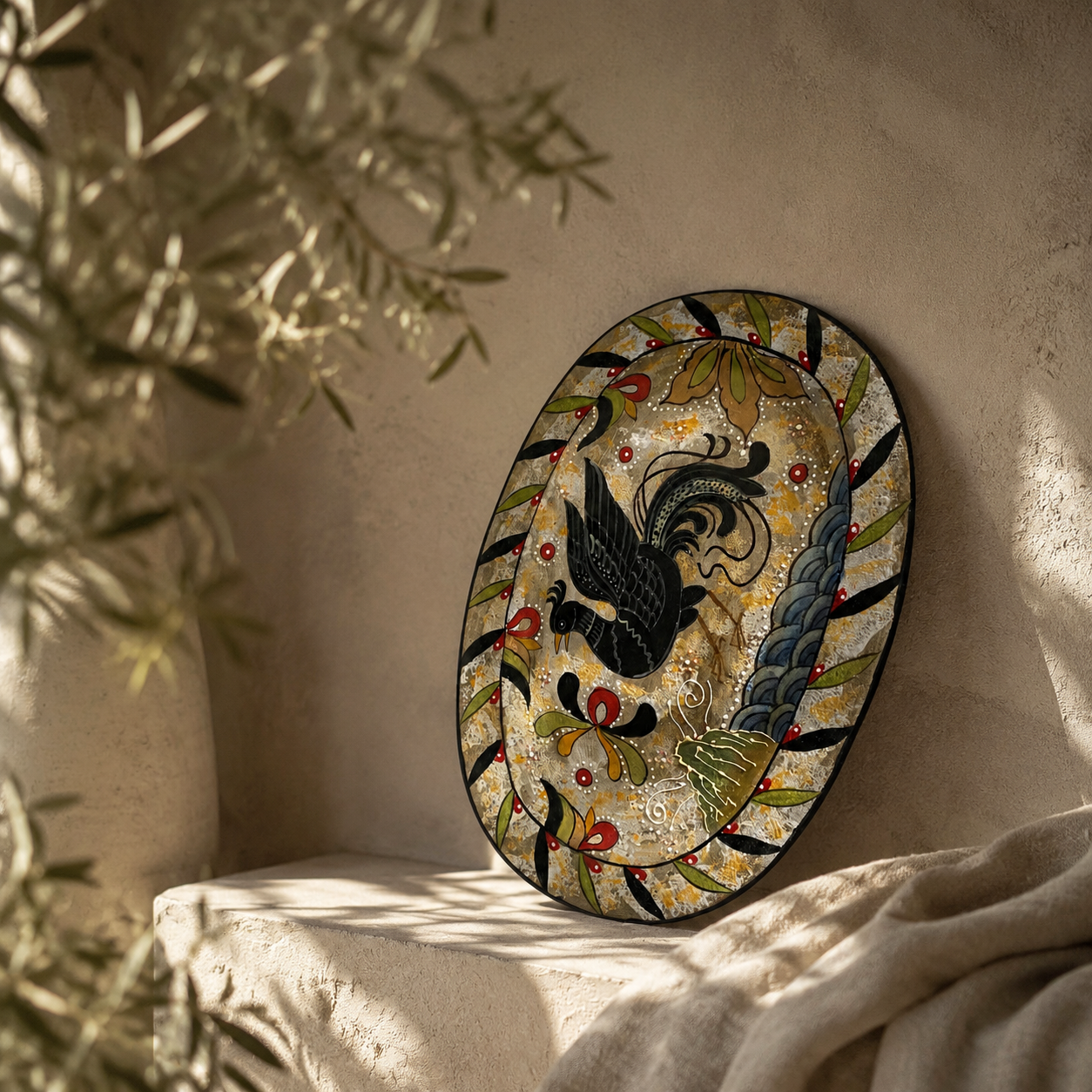 Phoenix Hand-Painted Ceramic Plate