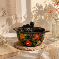 Black Cat Floral Ceramic Gaiwan