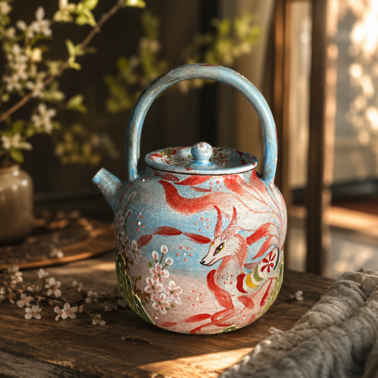 Fox Hand-Painted Ceramic Teapot