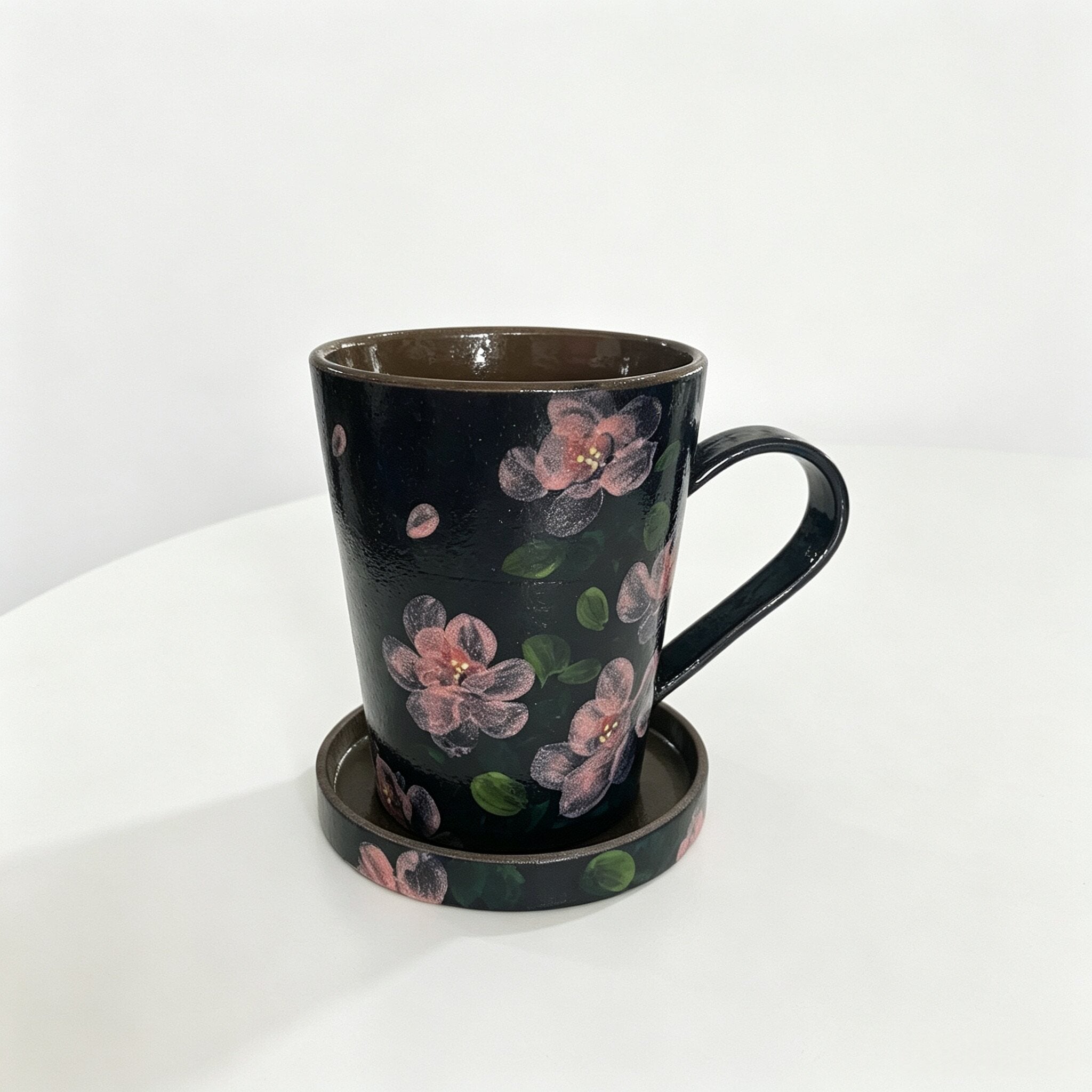 Midnight Blossom Covered Ceramic Mug