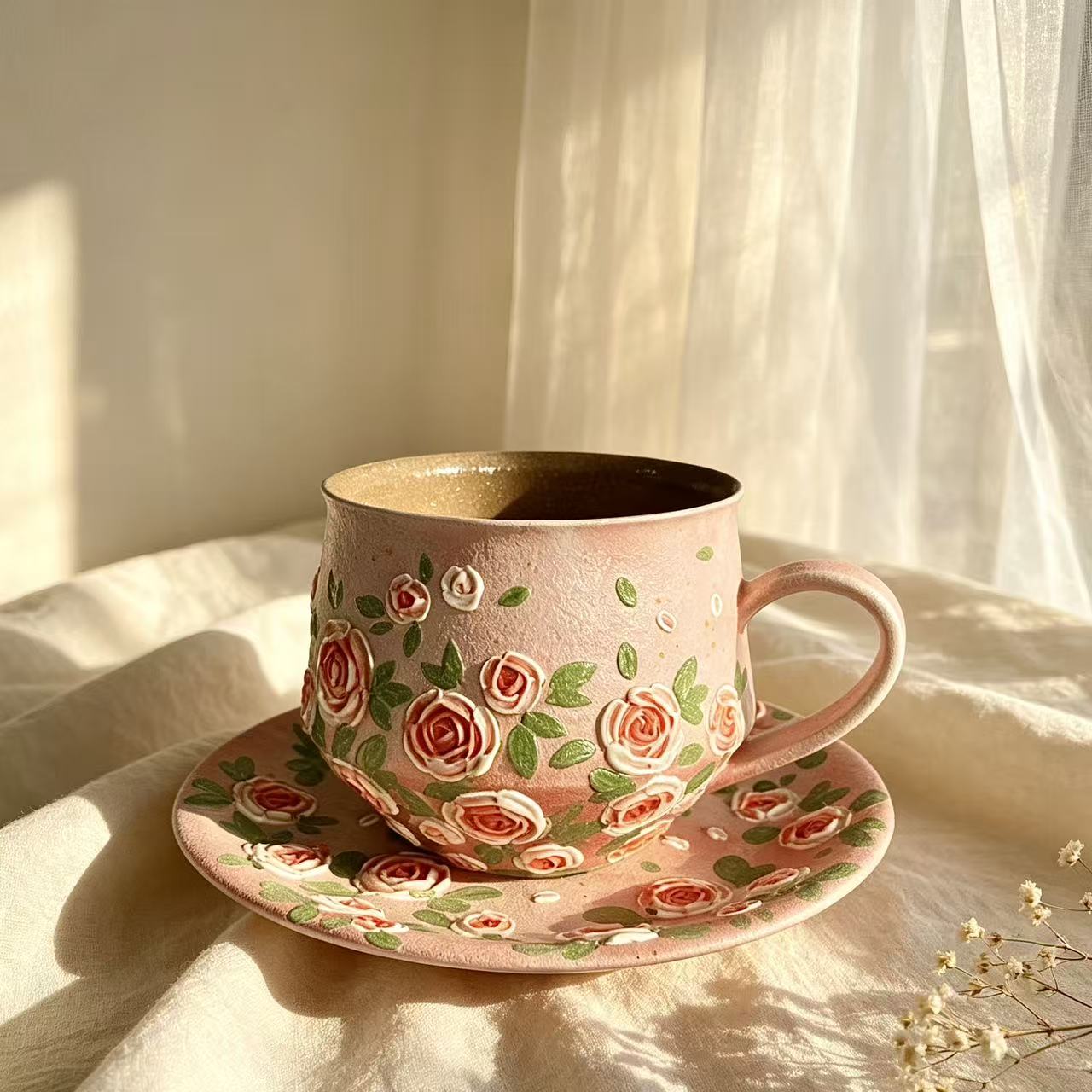 Blush Rose Ceramic Cup Set