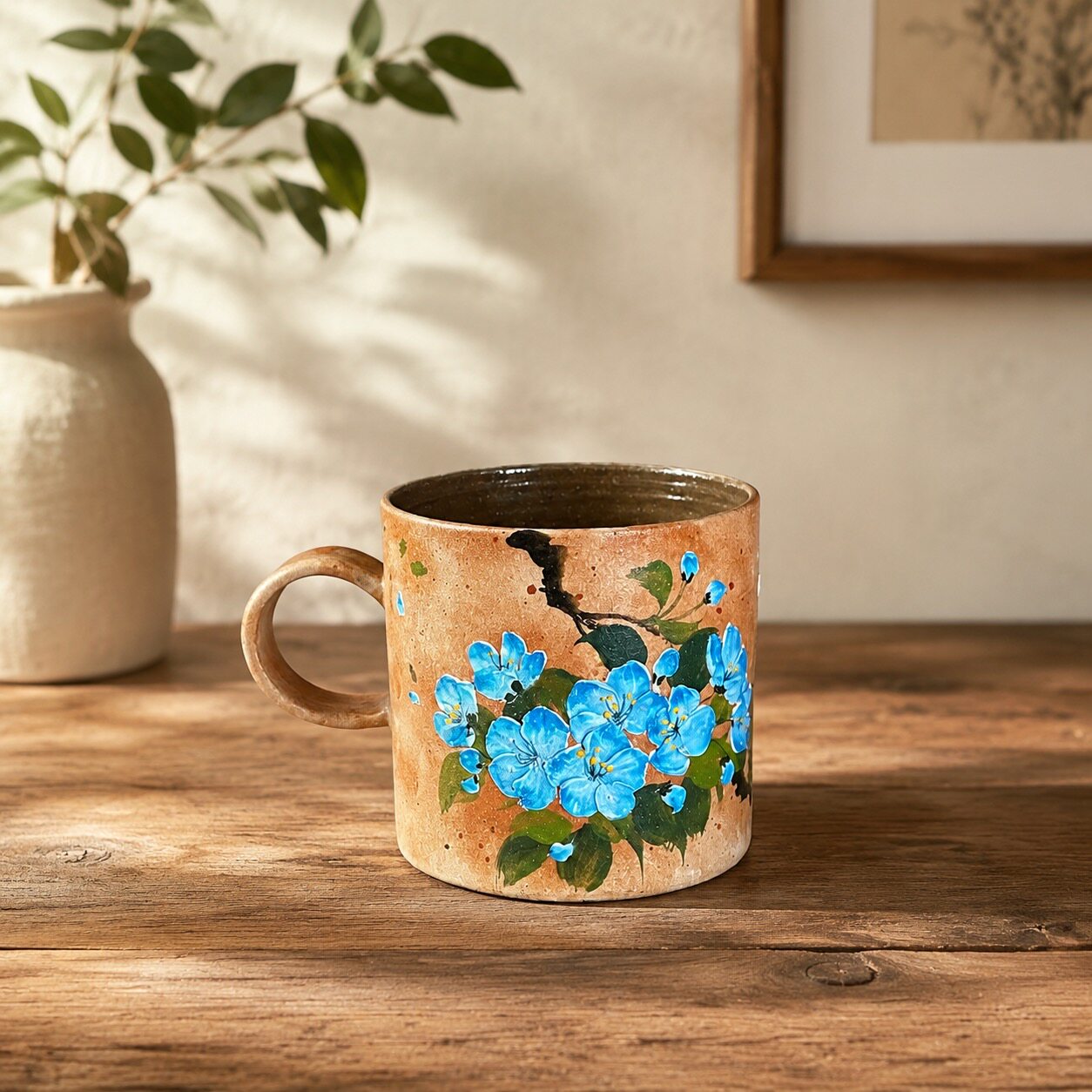 Blue Blossom Ceramic Cup Set