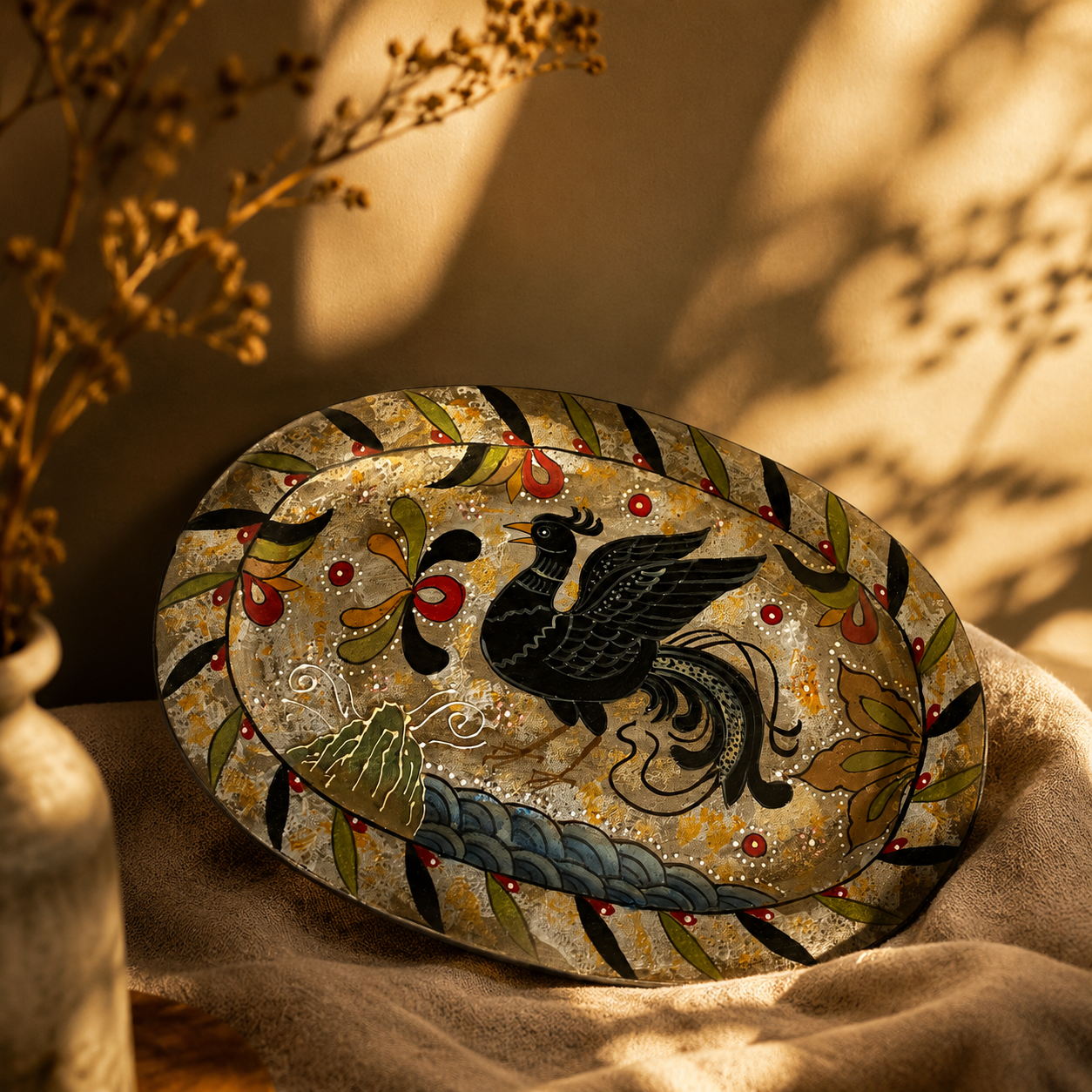 Phoenix Hand-Painted Ceramic Plate