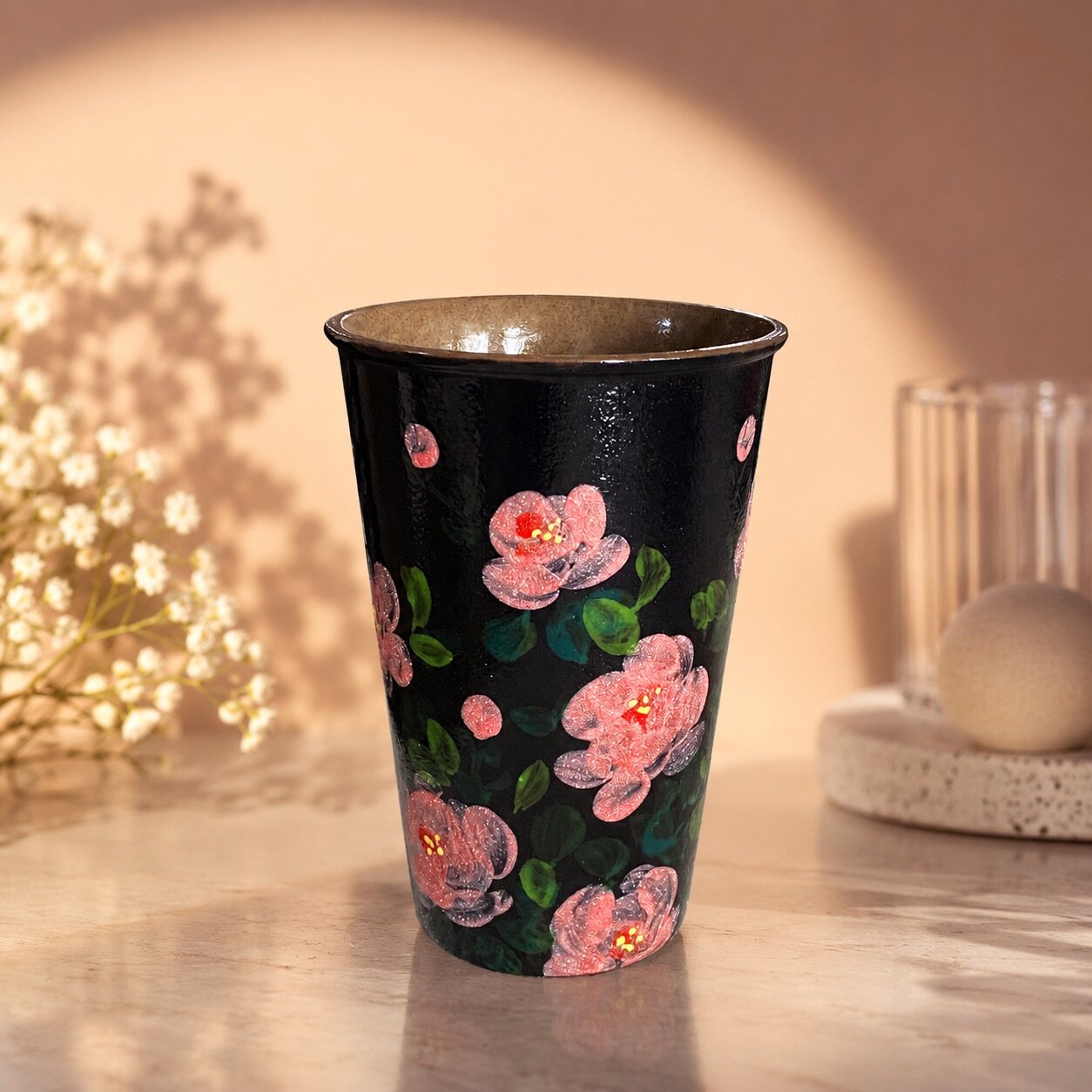 Black Blossom Ceramic Mug