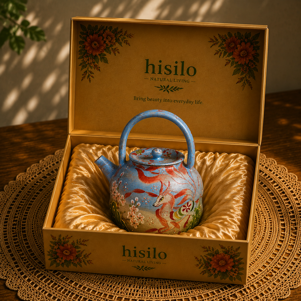Fox Hand-Painted Ceramic Teapot