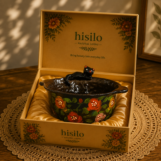 Black Cat Floral Ceramic Gaiwan