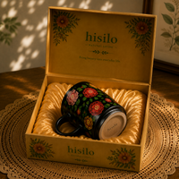 Black Floral Ceramic Travel Mug